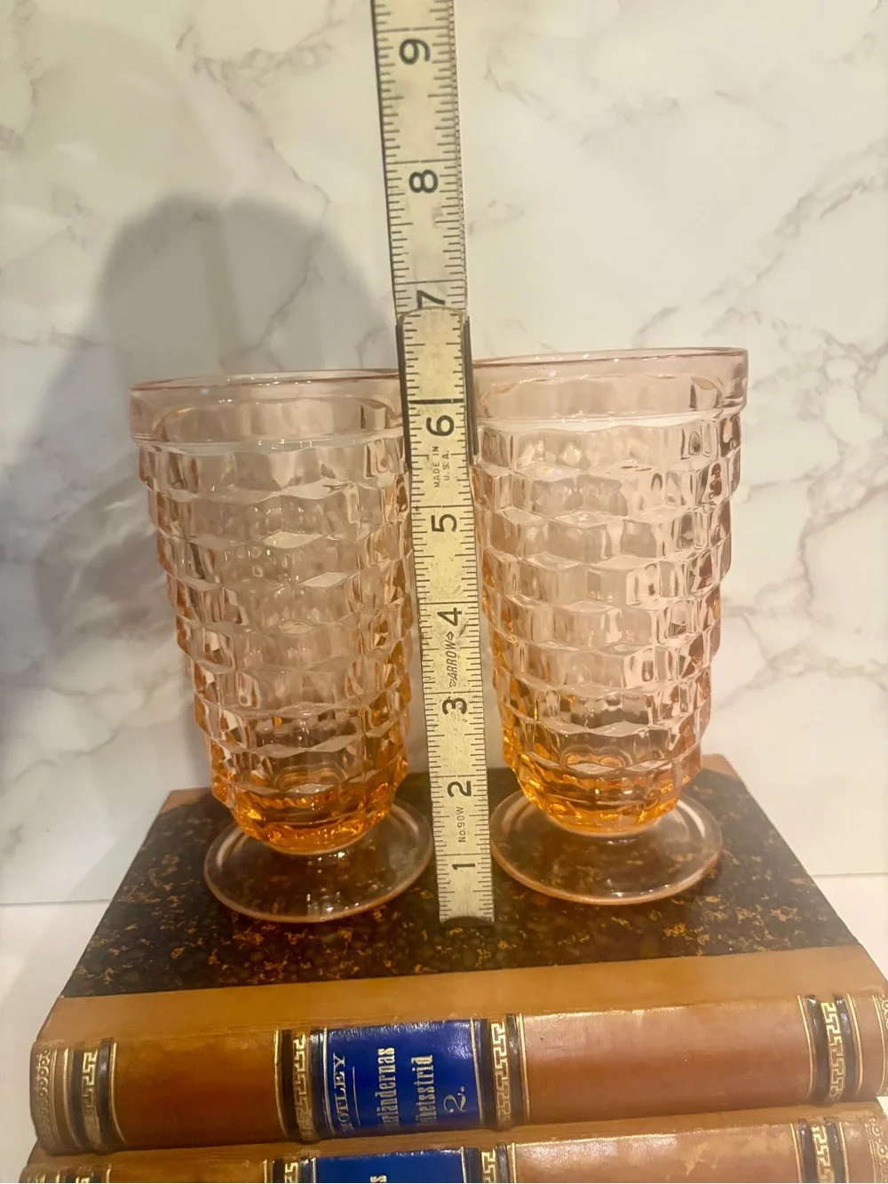 Pair of Vintage Pink Whitehall Glass Tumblers